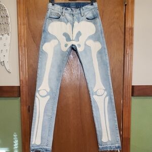 MNML Mens Pale Blue Denim Skeleton Jean